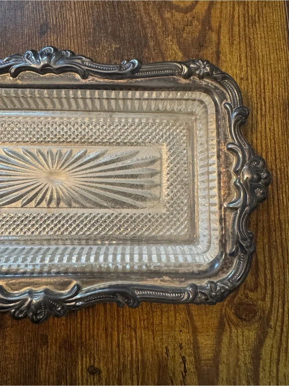 Davco Silver Plated Relish Tray Crystal Glass Insert Original Box DVC 1019